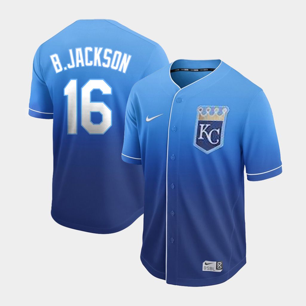 Men Kansas City Royals #16 B.Jackson Blue Nike Fade MLB Jersey->new york mets->MLB Jersey